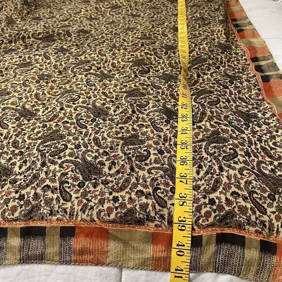 Scarf Hand Loomed 40” Square Paisley Semi Sheer 100% Silk Wrap… - Picture 3 of 5